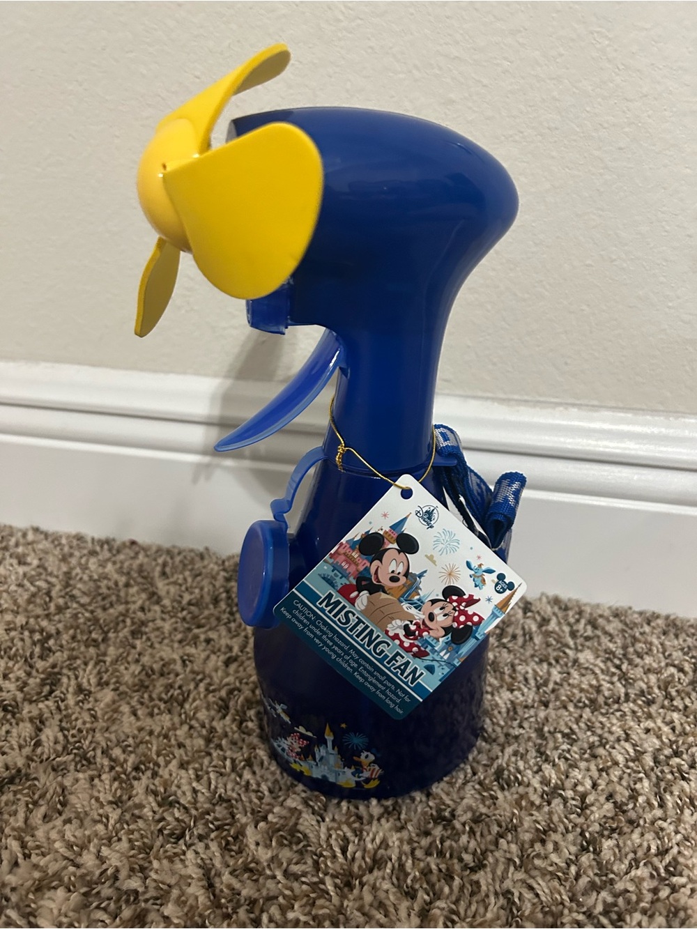 Disney Blue and Yellow Handheld Misting Fan with Character Tag